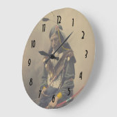 ヴィンテージフォト先住民アメリカンラコタインディアンチーフ ラージ壁時計 (傾斜)