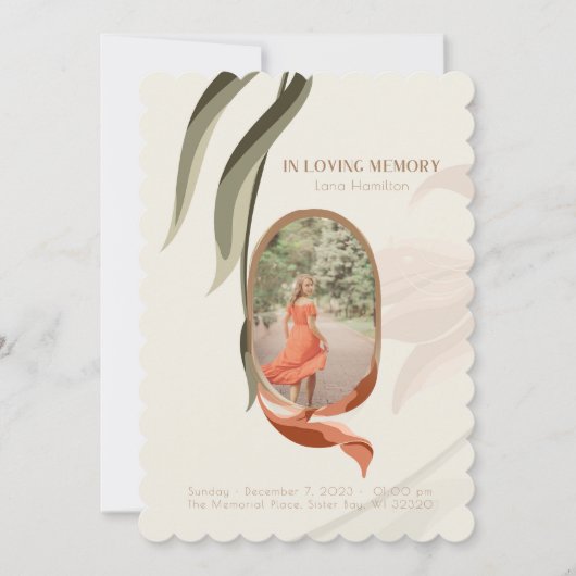 ヴィンテージフォト葬儀悔やみや弔慰サンキューカード 招待状 (正面)