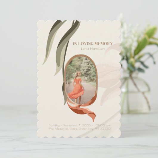 ヴィンテージフォト葬儀悔やみや弔慰サンキューカード 招待状 (スタンド正面)