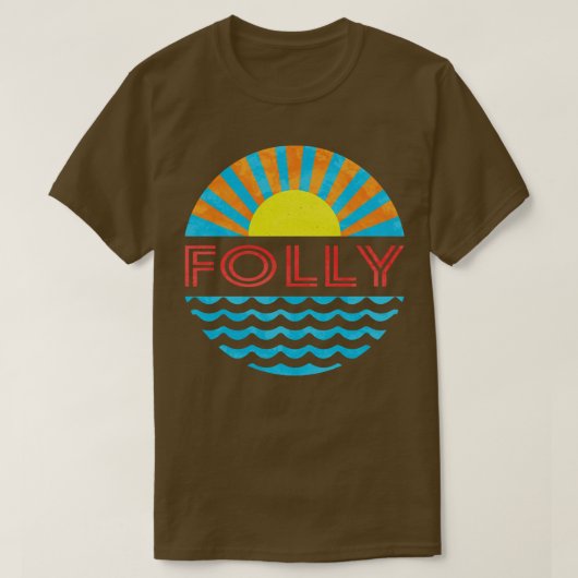 ヴィンテージフォリービーチ太陽と波 Tシャツ (デザイン正面)