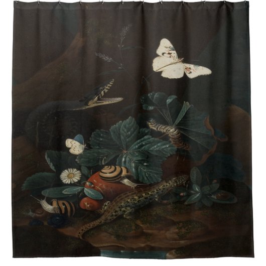 ヴィンテージフォレストの床の静止寿命 シャワーカーテン (正面)