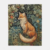 ヴィンテージフォレストキツネ植物林フローラ フリースブランケット (正面)