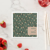 ヴィンテージフォレストグリーン赤面フローラボホ結婚ズ スタンダードカクテルナプキン (インサイチュ)