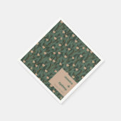 ヴィンテージフォレストグリーン赤面フローラボホ結婚ズ スタンダードカクテルナプキン (角)
