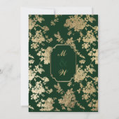 ヴィンテージフォレストグリーン金ゴールドフローラルパタ結婚ーン 招待状 (裏面)