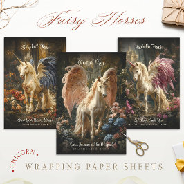 ヴィンテージフォレストユニコーンマジカルフェアリーランドフェアリーレ ラッピングペーパーシート