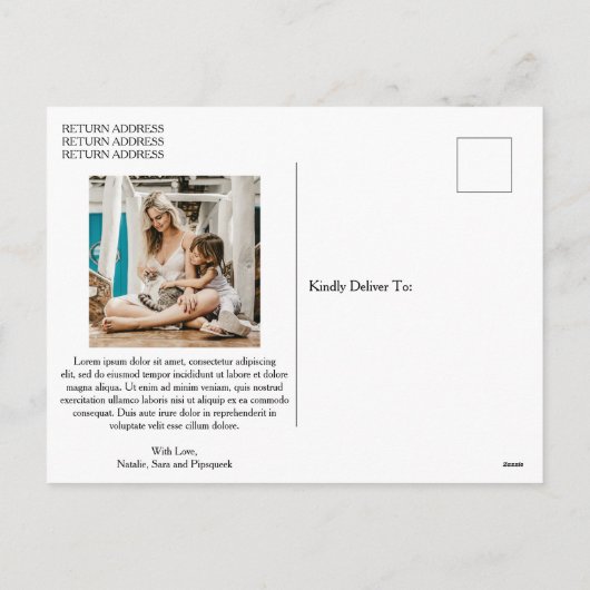 ヴィンテージフォントシンプルフォトクリモダンスマス シーズンポストカード (裏面)