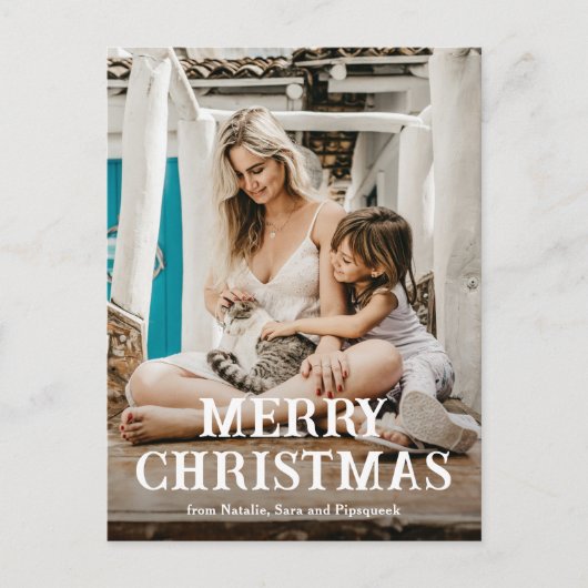 ヴィンテージフォントシンプルフォトクリモダンスマス シーズンポストカード (正面)