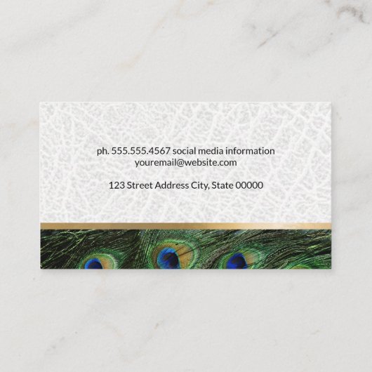 ヴィンテージフォントレザー金ゴールドメタリック |孔雀 名刺 (裏面)