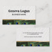 ヴィンテージフォントレザー金ゴールドメタリック |孔雀 名刺 (正面/裏面)