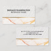 ヴィンテージフォントレザー金ゴールドメタリック |白大理石 名刺 (正面/裏面)