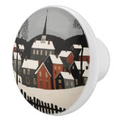 ヴィンテージフォークアートウィンタービレッジシーン セラミックノブ (右)