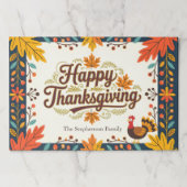 ヴィンテージフォークアートハッピー感謝祭紙ランチョンマット ペーパーパッド (正面)
