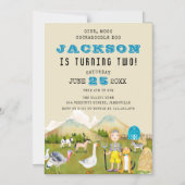 ヴィンテージフォークアートファームアニマルズボーイ2nd誕生日 マグネット招待状 (正面)