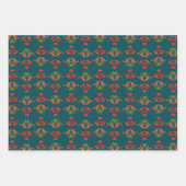 ヴィンテージフォークアートフラワーズコージー素朴と可愛い秋 ラッピングペーパーシート (正面3)