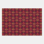 ヴィンテージフォークアートフラワーズコージー素朴と可愛い秋 ラッピングペーパーシート (正面2)