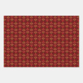 ヴィンテージフォークアートフラワーズコージー素朴と可愛い秋 ラッピングペーパーシート (正面3)