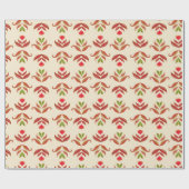ヴィンテージフォークアートフローラプリントコージー素朴秋 ラッピングペーパー (フラット)