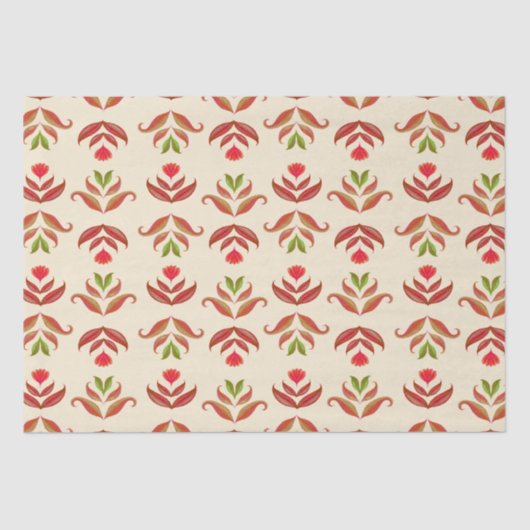 ヴィンテージフォークアートフローラプリントコージー素朴秋 薄葉紙 (正面)