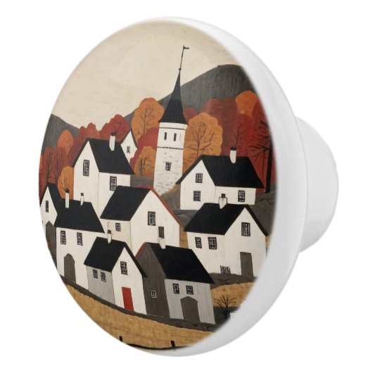ヴィンテージフォークアートヴィレッジシーン セラミックノブ (右)