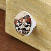 ヴィンテージフォークアートヴィレッジシーン セラミックノブ