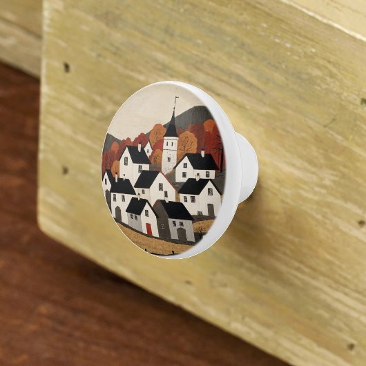 ヴィンテージフォークアートヴィレッジシーン セラミックノブ