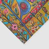 ヴィンテージフォークアート鳥の明るい色 薄葉紙 (詳細)