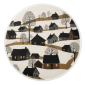 ヴィンテージフォークア素朴ートウィンターシーン セラミックノブ (正面)