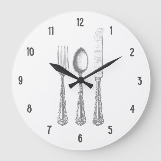 ヴィンテージフォークスプーンナイフ ラージ壁時計 (正面)