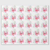 ヴィンテージフォークピンクレッドヘンファームチ素朴ング ラッピングペーパー (フラット)