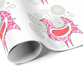 ヴィンテージフォークピンクレッドヘンファームチ素朴ング ラッピングペーパー (ロールコーナー)