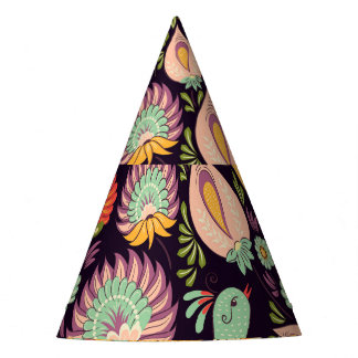 ヴィンテージフォークフローラバードオーナメント パーティーハット