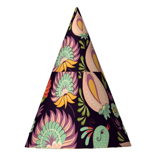 ヴィンテージフォークフローラバードオーナメント パーティーハット (正面)