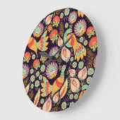 ヴィンテージフォークフローラバードオーナメント ラージ壁時計 (傾斜)