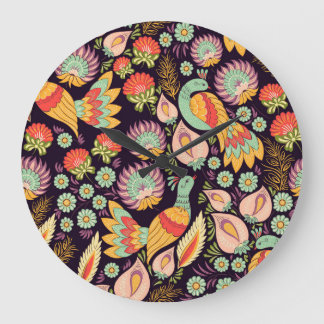 ヴィンテージフォークフローラバードオーナメント ラージ壁時計