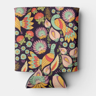 ヴィンテージフォークフローラバードオーナメント 缶クーラー