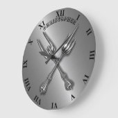 ヴィンテージフォーク懸命ロックヘビーメタル中指 ラージ壁時計 (傾斜)