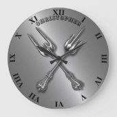 ヴィンテージフォーク懸命ロックヘビーメタル中指 ラージ壁時計 (正面)
