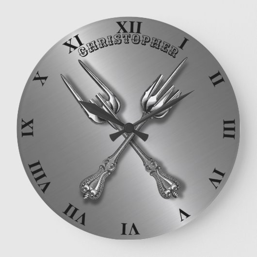 ヴィンテージフォーク懸命ロックヘビーメタル中指 ラージ壁時計 (正面)