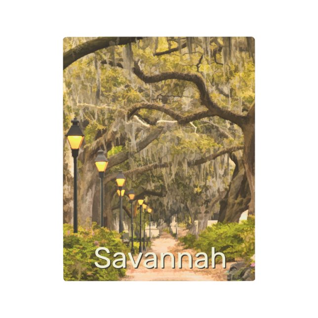 ヴィンテージフォーサイス公園 – サバンナ， GA メタルプリント (正面)