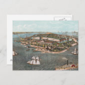 ヴィンテージフォートモンローバージニアの写真地図 ポストカード (正面/裏面)