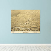 ヴィンテージフォートワーステキサス州の写真地図(1876) キャンバスプリント