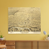 ヴィンテージフォートワーステキサス州の写真地図(1876) キャンバスプリント