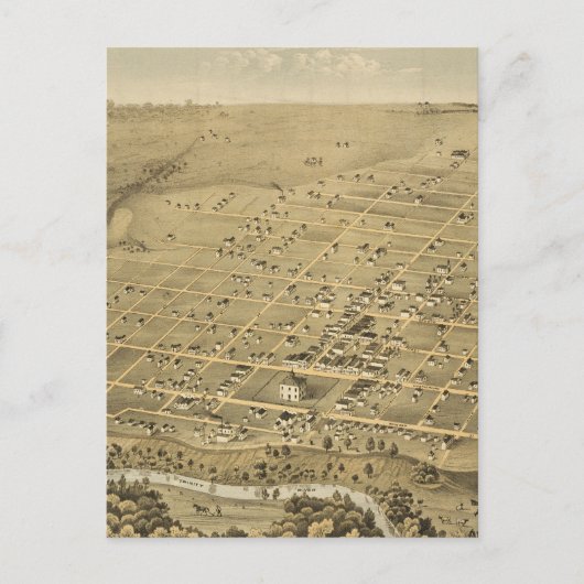 ヴィンテージフォートワーステキサス州の写真地図(1876) ポストカード (正面)