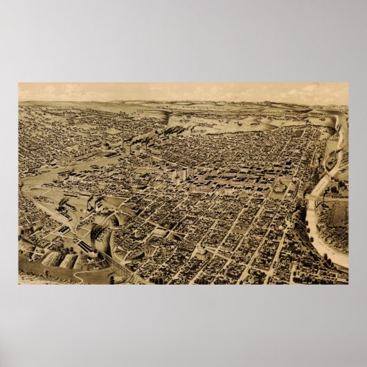 ヴィンテージフォートワースTXの画像マップ(1891) ポスター (正面)