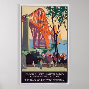 ヴィンテージフォーブリッジスコットランド鉄道旅行アート ポスター