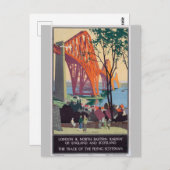 ヴィンテージフォーブリッジスコットランド鉄道旅行アート ポストカード (正面/裏面)
