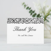ヴィンテージフォーマルエレガント白黒結婚ズ サンキューカード (スタンド正面)