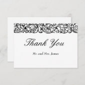 ヴィンテージフォーマルエレガント白黒結婚ズ サンキューカード (正面/裏面)