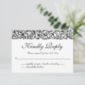 ヴィンテージフォーマルエレガント白黒結婚ズ 出欠カード (スタンド正面)